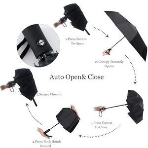 Parapluie pliant compact anti-vent avec <span class=keywords><strong>protection</strong></span> UV intégrale à 8 baleines, personnalisable avec logo, idéal pour le voyage, <span class=keywords><strong>protection</strong></span> solaire et pluie - Product Image 4