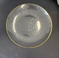 Assiettes à dîner jetables transparentes élégantes, assiettes à dessert avec bord doré pour fête, mariage