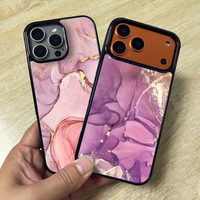 Coque de téléphone en PC rigide antichoc avec impression par transfert thermique par sublimation, finition brillante effet marbre et paillettes pour iPhone 17 Pro Max AIR, pour le dropshipping