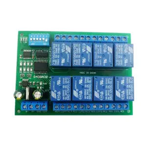 Módulo de relé modbus RTU UART, caixa de controle remoto DIN35 C45 para monitor de segurança de câmera PLC PTZ, 12V, 8 canais