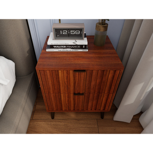 Wooden Nightstand With 2 Drawers Mid Century Modern Bedroom <b>Storage</b> Drawer Cabinet For <b>Bedside</b> Use - Product Image 3