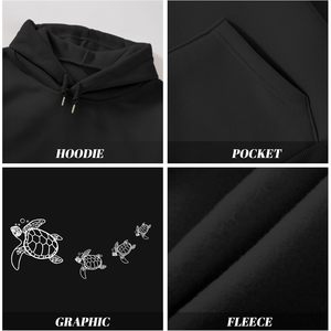 Sudadera con Capucha de Tortuga Marina FOXA para Mujer, Sudadera Holgada de Felpa, Talla Grande, Hombros Caídos, Diseño Gráfico, Estética Oceánica - Product Image 6