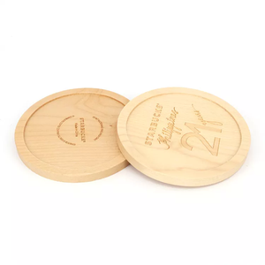Sustainable Beech New Round Square Wood Drink Walnut Dark Blank Pallet <b>Cup</b> <b>Mat</b> High Quality Coaster for Coffee Beer Tea Serving - Product Image 2