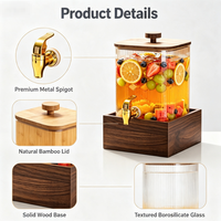 Seau à jus en verre borosilicate de haute qualité Qinliang de 4,2 L avec couvercle, motif vertical carré, ambre, passe au lave-vaisselle, écologique, non toxique