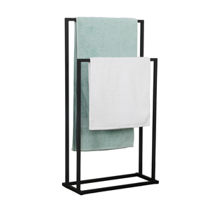 Portasciugamani in metallo nero a 2 strati <span class=keywords><strong>per</strong></span> piccoli spazi <span class=keywords><strong>porta</strong></span> <span class=keywords><strong>asciugamani</strong></span> a mano con doppi livelli <span class=keywords><strong>per</strong></span> il lavaggio del pavimento del <span class=keywords><strong>bagno</strong></span> - Product Image 1