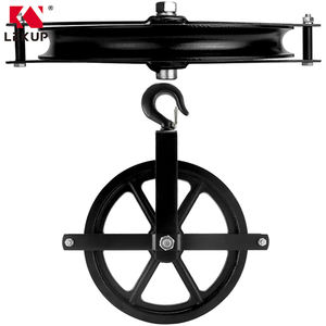 וו סולם הוק גלגול 12 "פיגום גלגלי גיז חובה כבד ברזל יצוק פיגל הרמת בלוק גלעלת עם חבל - Product Image 1