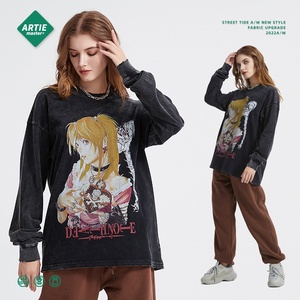 Maglietta Vintage di marca ARTIE uomo retrò alla moda stampa digitale con <span class=keywords><strong>Note</strong></span> di morte a manica lunga stile scuro tinto a cera" - Product Image 2