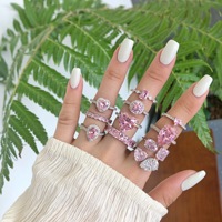 Fijne sieraden klassieke trouwring S925 zilver roze zirkoon hartvormige schittering schattige prinses voor vrouwen cadeau Valentijn