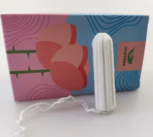 Tampões de papelão orgânicos de algodão com ponta arredondada macia biodegradável Oem Odm Eco amigável com caixa