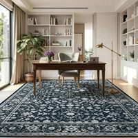 Grand tapis bohème vintage noir à poils ras, adapté aux animaux domestiques, lavable, antidérapant, pour zones à fort trafic, salle à manger, chambre d'enfant, bureau, décoration intérieure