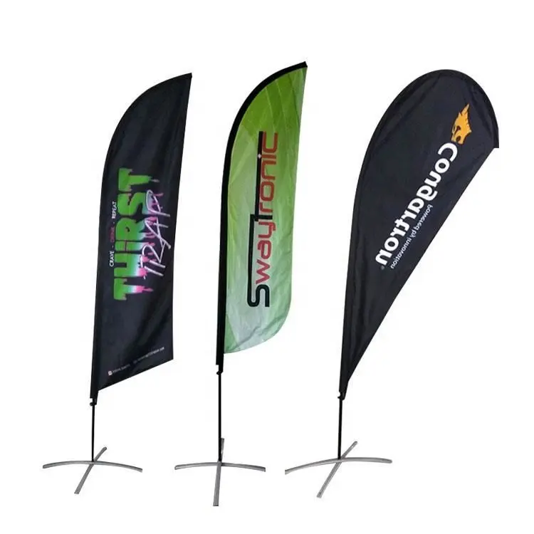 Advertising Exhibition Durable Customized Design Logo Printed Printed Feather Flags Teardrop Beach Flag Banners