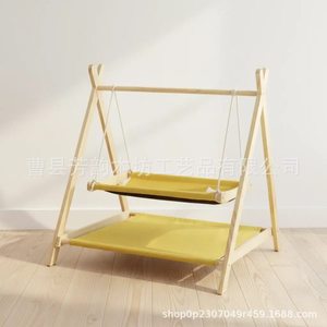 Cat <b>Hammock</b> Triangle Bunk Bed Wooden Pet <b>Swing</b> Removable Washable Hanging Cat Bed Small Breed - Product Image 4