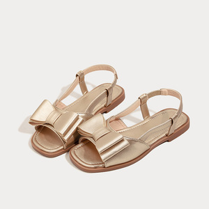 <span class=keywords><strong>Golden</strong></span> Bow All-match Leaky Toe Sandalias de playa Transfronterizo para niñas Nuevo verano Pisos cómodos de moda - Product Image 1