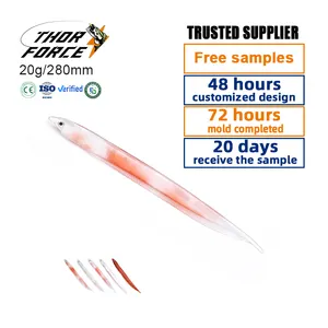 THORFORCE OEM/ODM 15cm/28cm sabuk ikan umpan lembut ikan umpan cacing plastik kail pancing cahaya memantulkan umpan cacing lembut