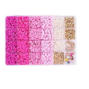 Pink Diy Jewelry Kit Polymer Clay Beads Bracelet Making <b>Set</b> For <b>Kids</b> 7-12 Years Old Craft Toy With Charms And <b>Tools</b> - Product Image 5
