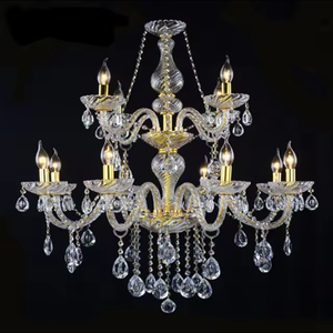 Nouvel arrivage de lampes suspendues en cristal doré de luxe K9 lustres à bougie en cristal de Turquie pour décoration de mariage - Product Image 3