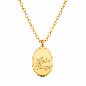 Collana con Ciondolo Ovale in Acciaio Inossidabile, Gioielli Personalizzati con Lettere Greche per Confraternite, Gioielli Minimalisti Delicati, Regali di Benvenuto per Ragazze - Product Image 3