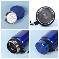 Thermos d'extérieur en acier inoxydable couleur métallique, surface brillante anti-rayures, avec sangle de transport, tasse isotherme pour le bureau et le thé