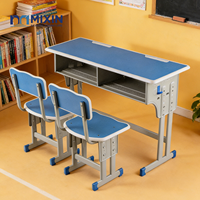 Ensemble de chaises de bureau ergonomiques pour 2 personnes, cadre métallique robuste réglable, mobilier scolaire avec sièges confortables