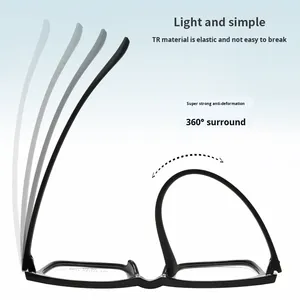 Bestfen 6627ZM Montura de Gafas para Miopía Estilo Punk sin Tornillos, Montura Cuadrada Negra Completa Ultraligera para Hombre - Product Image 4
