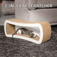 Griffoir pour chat moderne et luxueux 2 en 1, planche à griffer et tapis d'intérieur avec hauteur réglable, en bois