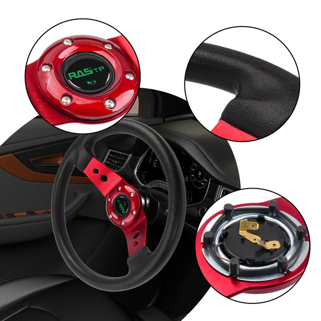 Racing Steering Wheel 320mm PU Leather Black Red Blue For Car Modification And Racing Games