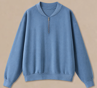 Sweat-shirt pour homme en molleton bouclette épais, col zippé quart de tour, épaules tombantes, coupe ample et oversize, personnalisable