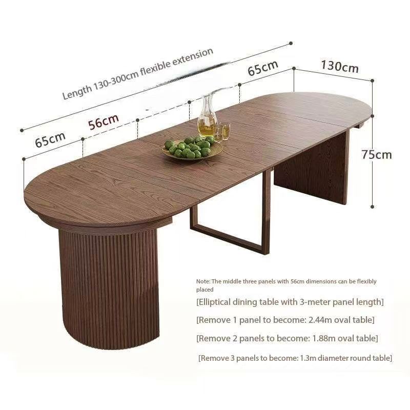 Table à manger en bois massif (1,3 m, extensible à 3 m)