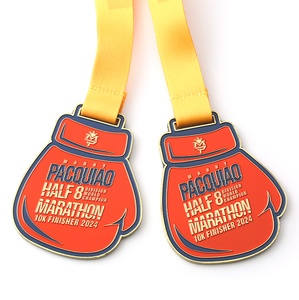 Vos propres médailles de sport personnalisées Gant de <span class=keywords><strong>boxe</strong></span> personnalisé en forme de médaille en laiton Finition en émail 10k Médailles de marathon pour souvenirs - Product Image 2