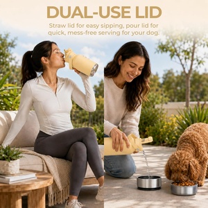 Custom logo 32 oz Double Wall Stainless Steel Insulated 3 in 1 <b>Dog</b> Pet Travel <b>Water</b> <b>Bottle</b> with Bowl - Product Image 5