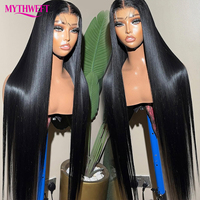 Perruque Lace Front HD Transparente 13x4 en Dentelle Suisse, Cheveux Humains Bruts Vierge Brésiliens 100%, Sans Colle, pour Femmes Noires