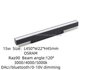 Projecteurs encastrés LED S20 modernes en aluminium de haute qualité, 15W, à intensité variable, pour hôtel, bureau, <span class=keywords><strong>résidence</strong></span>, L450xW22xH45mm, angle de faisceau 120° - Product Image 3