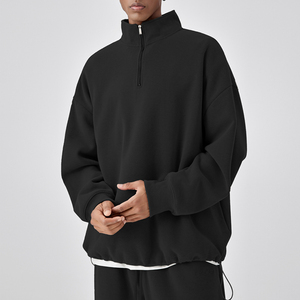 Sudadera con capucha de manga larga con cremallera de medio cuarto, chaqueta, fabricante personalizado para hombre, Sudadera con capucha de gran tamaño de algodón polar con cremallera de cuarto - Product Image 5