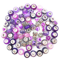 Grosir Gemerlap Lubang Besar DIY Spacer Beads untuk Membuat Perhiasan Bead Fit Charm Gelang Ular Rantai Kalung