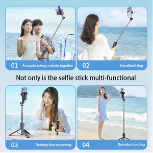 Tongkat Selfie Multifungsi Stainless Steel yang Dapat Diperpanjang, Remote Kontrol Nirkabel, Tripod Lepas Pasang, Lampu LED 2 Warna - Product Image 4