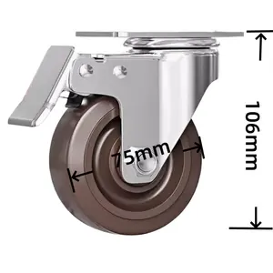 3 4 5 Inch Middelzware Trolley Draaibare Caster Hittebestendige Wielen 280c Hoge Temperatuur Caster Wiel 4 Inch Zwenkwielen