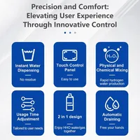 Machine à hydrogène non électrique 2-en-1 de 900 ml, distributeur d'eau hydrogénée 2000 ppb, générateur d'hydrogène double usage pour l'alimentation