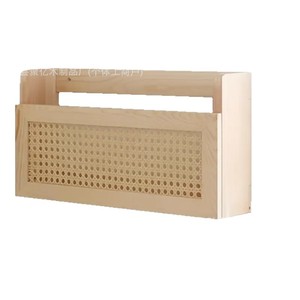 Solid Wood Woven Storage Rack Wall Mounted Natural Color Rectangle Mail <b>Key</b> <b>Organizer</b> For Living Room Entryway - Product Image 1