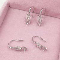 Mode S925 Sterling Silver Jewelry Findings Drop Earring Flower Hook ,18k Gold Plating ,DIY Accessories Silver