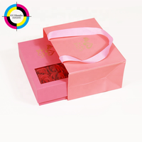 Ensemble pour la Saint-Valentin, feuille d'or gaufrée, avantage UV, comprend un anneau, un sac en papier, une rose, fabriqué pour l'emballage de boîte à fleurs
