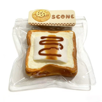 Jouet à presser en silicone de qualité alimentaire, motif gâteau de riz grillé au charbon et guimauve, design original de pain grillé, mignon, dessin animé, doux, anti-stress, unisexe