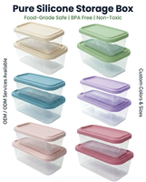 Boîte de rangement pour réfrigérateur en silicone hermétique transparente avec couvercle, lot de 2, grande et petite, rectangulaire, carrée, ronde, récipient alimentaire
