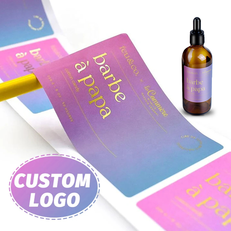 Private Skincare Label Custom Printing Matte Oil Resistant Waterproof Gold Foil Adhesive Sticker Rolls Bottle Cosmetic Label
