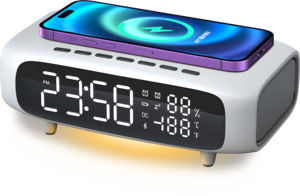 3 Trong 1 <span class=keywords><strong>Bluetooth</strong></span> 5W Loa Với Đồng Hồ Báo Thức Ánh Sáng Ban Đêm Và Sạc Không Dây 15W Mới Nhất Riêng Mô Hình Mục - Product Image 5