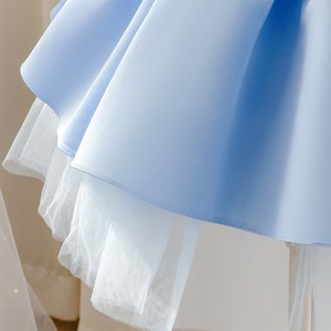 Vestido de princesa sin mangas para niñas, vestido formal plisado de tul satinado con doble lazo, ropa de verano - Product Image 4