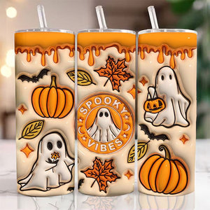 Gobelet isotherme personnalisé par sublimation 20oz pour Halloween et Noël, tasse de voyage droite et mince avec paille - Product Image 4