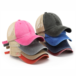Gorra trasera de malla de lona lavada para hombres y mujeres, gorra de béisbol de lona, gorra de béisbol, parche con logotipo personalizado - Product Image 1