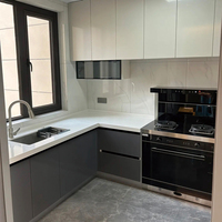 Meubles de cuisine en bois avec rangements intégrés et design créatif, ensemble d'armoires en bois à assembler soi-même pour la maison