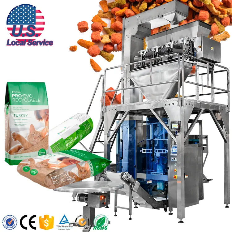 USA dịch vụ địa phương tự động 1kg 5kg 10kg khô thức ăn vật nuôi Túi điền máy đóng gói thức ăn cho chó mèo thực phẩm máy đóng gói túi