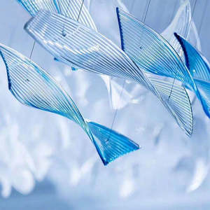 Lámpara colgante de cinta azul de lujo, candelabros de cristal personalizados decorativos para Proyecto de Villa, vestíbulo de hotel - Product Image 6